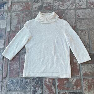 Vintage Liz Claiborne Liz Sport Petite Knit Sweater Turtleneck 3/4 Sleeve Size P